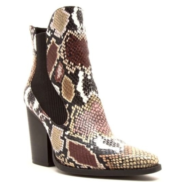 Qupid Slay multi color python ankle bootie - Picture 1 of 1